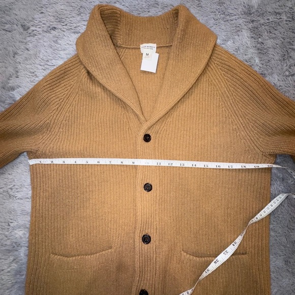Club Monaco Mens M Shawl Collar Cardigan Sweater Italian Wool Elbow Patches $348 - Picture 8 of 13